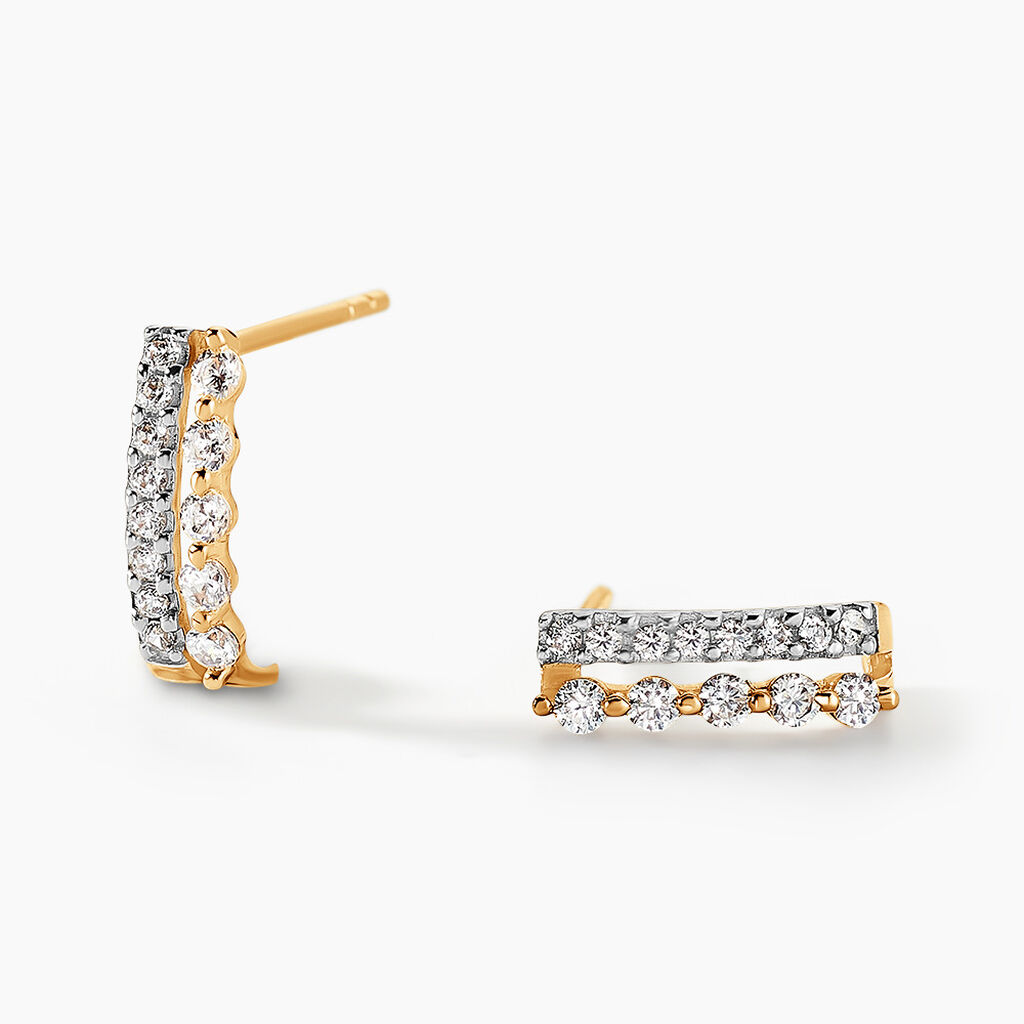 Créoles The Crown Or Jaune Oxyde De Zirconium - Boucles d'oreilles créoles Femme | Histoire d’Or