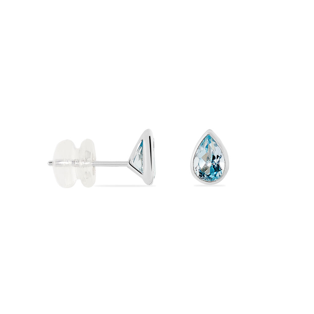 Boucles D'oreilles Puces Fassia Or Blanc Topaze - Clous d'oreilles Femme | Histoire d’Or
