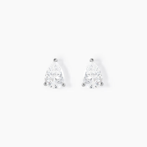 Boucles D'oreilles Puces Clarysse Argent Blanc Oxyde De Zirconium - Boucles d'oreilles fantaisie Femme | Histoire d&rsquo;Or