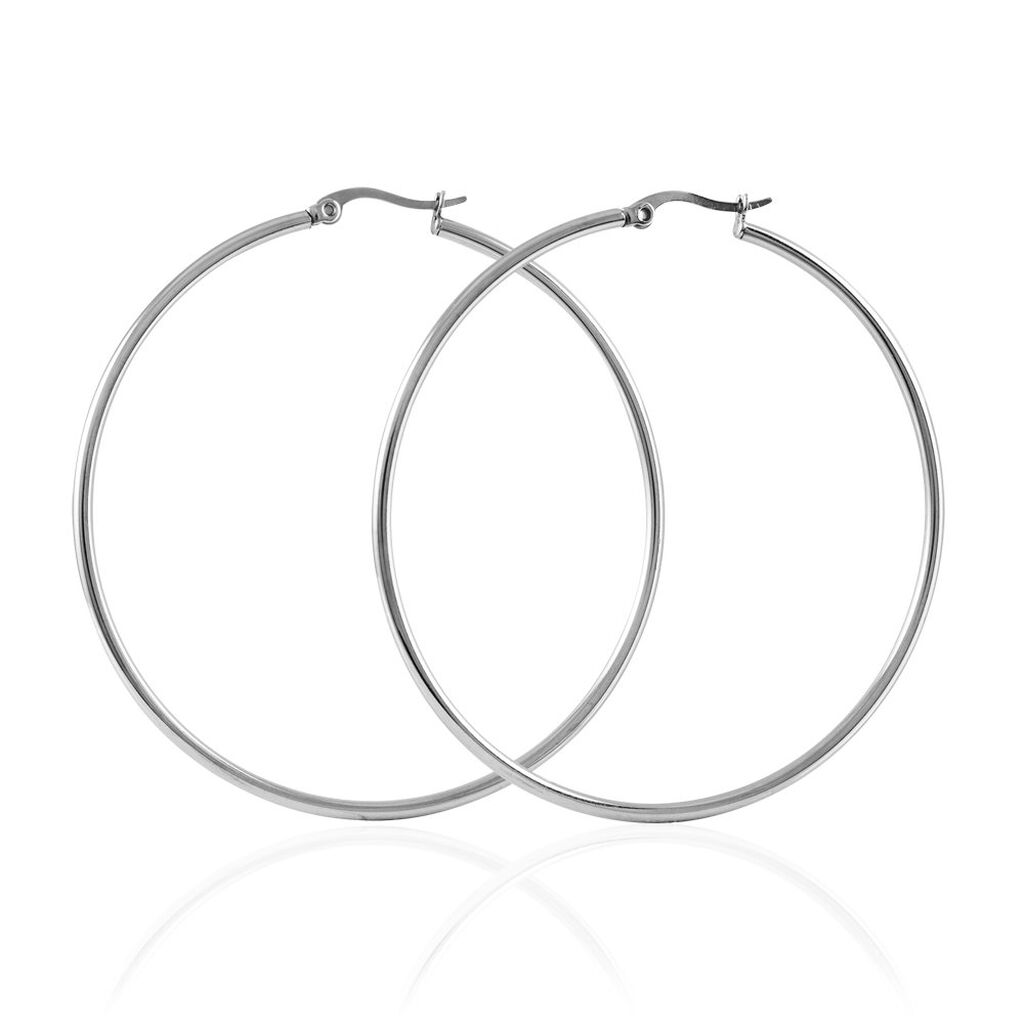 Cr&eacute;oles Carmela Acier Blanc - Boucles d'oreilles cr&eacute;oles Femme | Histoire d&rsquo;Or