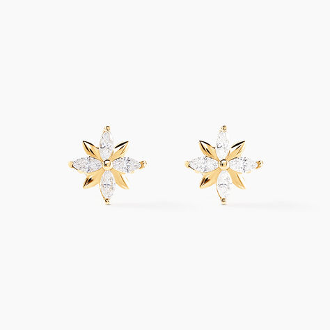 Boucles D'oreilles Puces Geza Or Jaune Oxyde De Zirconium - Clous d'oreilles Femme | Histoire d&rsquo;Or