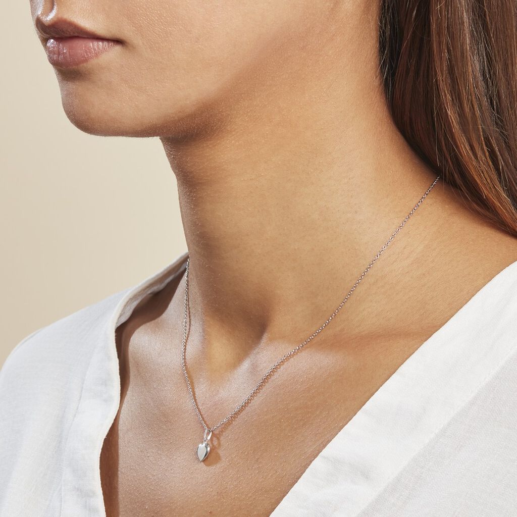 Pendentif Eudocie Coeur Lisse Or Blanc - Pendentifs Famille | Histoire d’Or