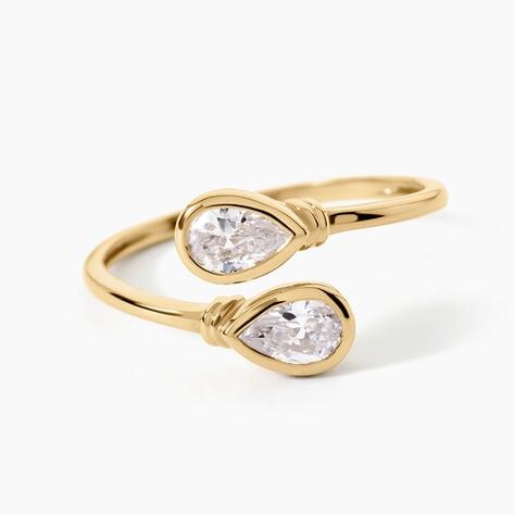 Bague Sunset Riviera Argent Dor&eacute; A L'Or 750/1000 Oxyde De Zirconium - Bagues avec pierre Femme | Histoire d&rsquo;Or