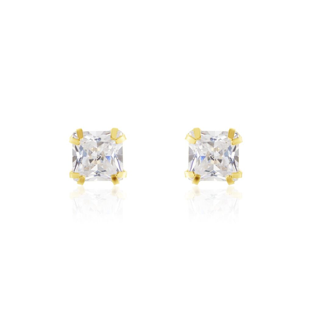 Boucles D'oreilles Puces Or Jaune Doreen Oxydes De Zirconium - Clous d'oreilles Famille | Histoire d’Or