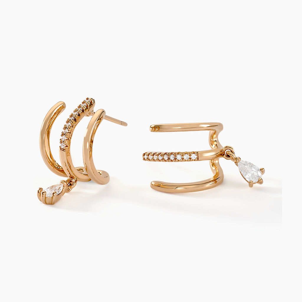 Boucles D'oreilles Pendantes Louelia Plaqué Or Doré Oxyde De Zirconium - Boucles d'oreilles fantaisie Femme | Histoire d’Or