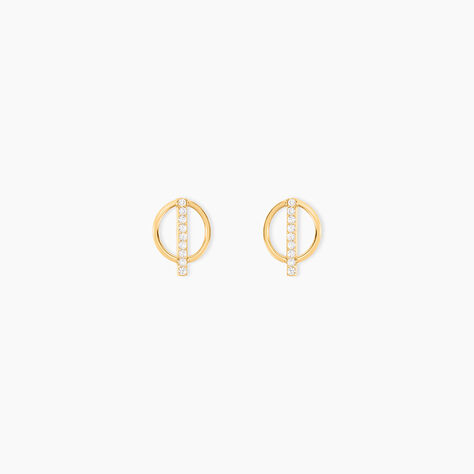 Boucles D'oreilles Pendantes Edmee Cercle Or Jaune Oxyde De Zirconium - Boucles d'oreilles pendantes Femme | Histoire d’Or