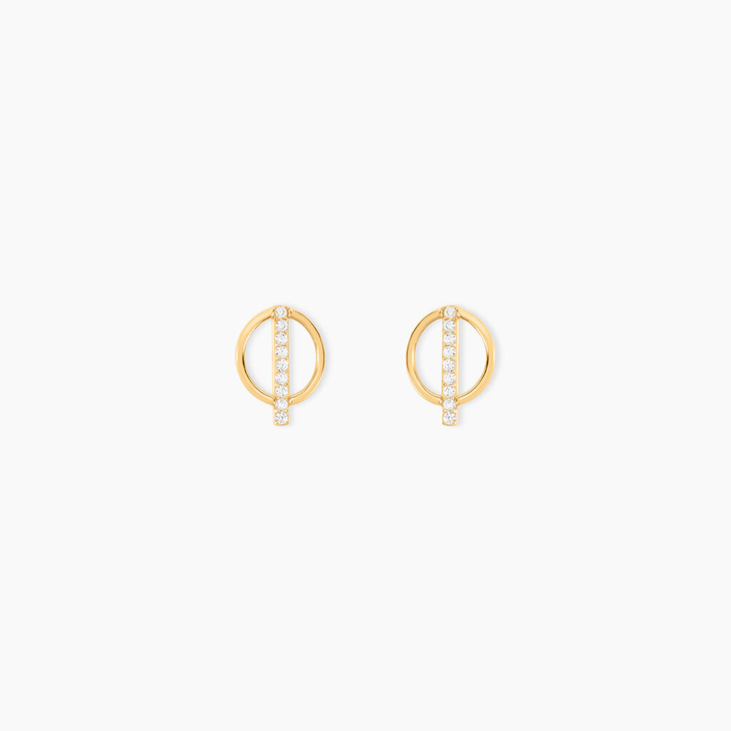 Boucles D'oreilles Pendantes Edmee Cercle Or Jaune Oxyde De Zirconium - Boucles d'oreilles pendantes Femme | Histoire d’Or