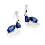 Boucles D'oreilles Pendantes Navette Or Blanc Saphir - Boucles d'oreilles pendantes Femme | Histoire d&rsquo;Or