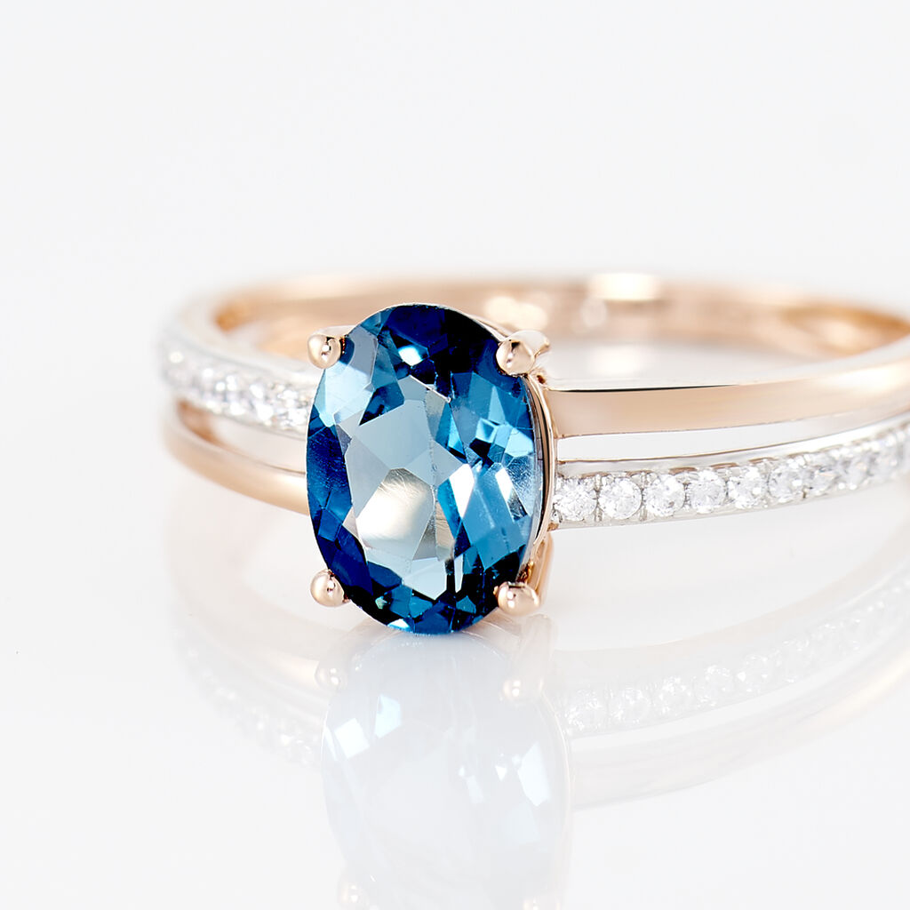Bague Sarika Or Rose Topaze Et Oxyde De Zirconium - Bagues solitaires Femme | Histoire d&rsquo;Or
