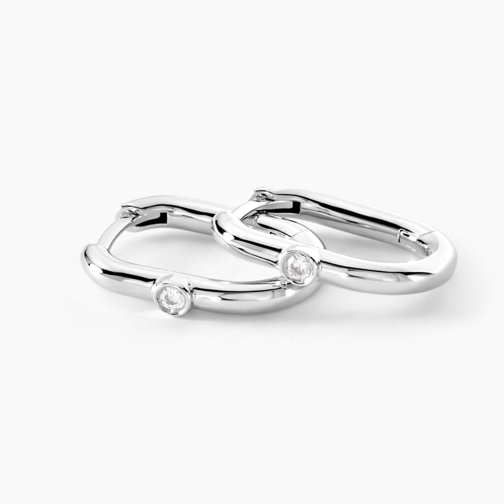 Cr&eacute;oles Infini Pop Argent Blanc Oxyde De Zirconium - Boucles d'oreilles cr&eacute;oles Femme | Histoire d&rsquo;Or