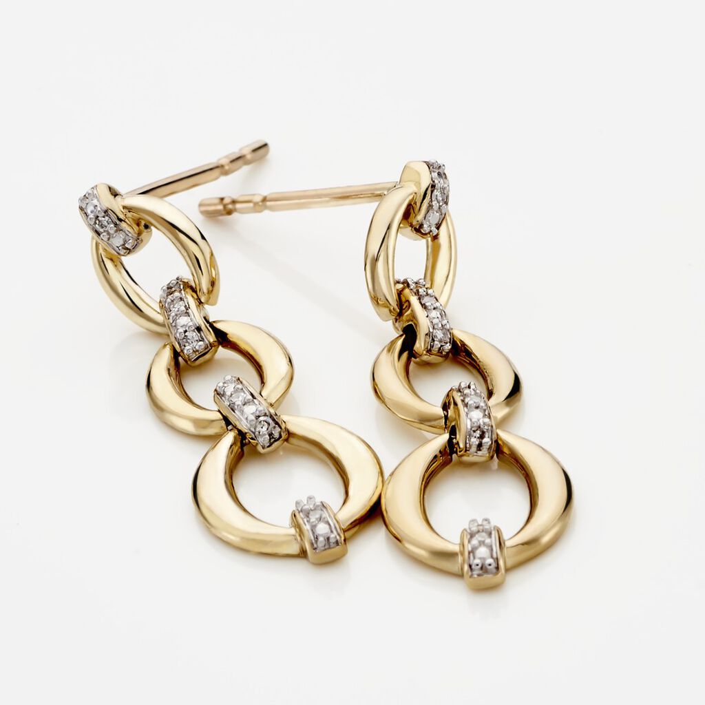Boucles D'oreilles Pendantes Abban Or Jaune Diamant - Boucles d'oreilles pendantes Femme | Histoire d’Or
