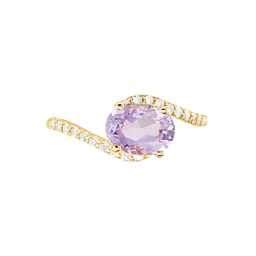 Bague Loriane Or Jaune Amethyste Et Oxyde De Zirconium - Bagues solitaires Femme | Histoire d&rsquo;Or