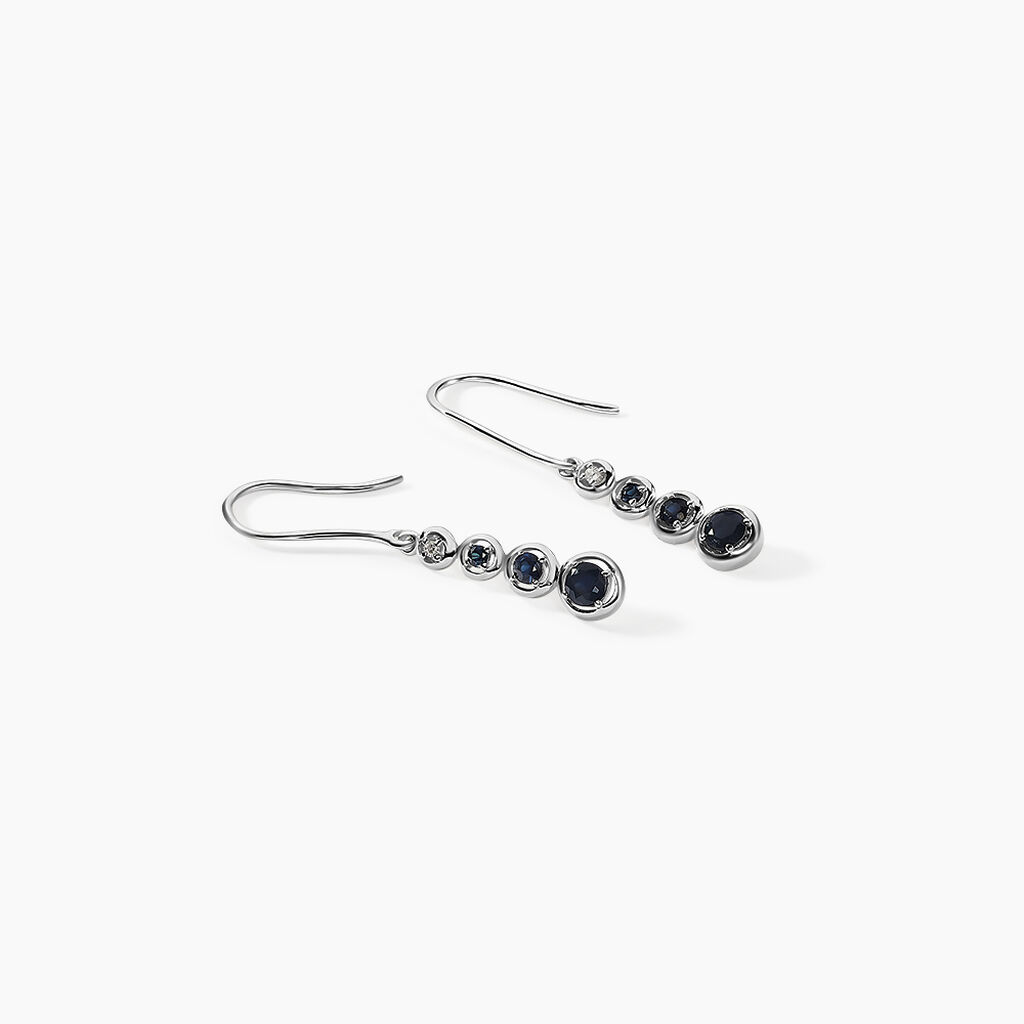 Boucles D'oreilles Pendantes Josephine Or Blanc Saphir Et Diamant - Boucles d'oreilles pendantes Femme | Histoire d’Or