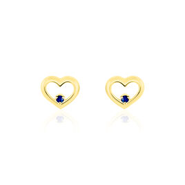 Boucles D'oreilles Puces Martella Or Jaune Saphir - Clous d'oreilles Femme | Histoire d’Or