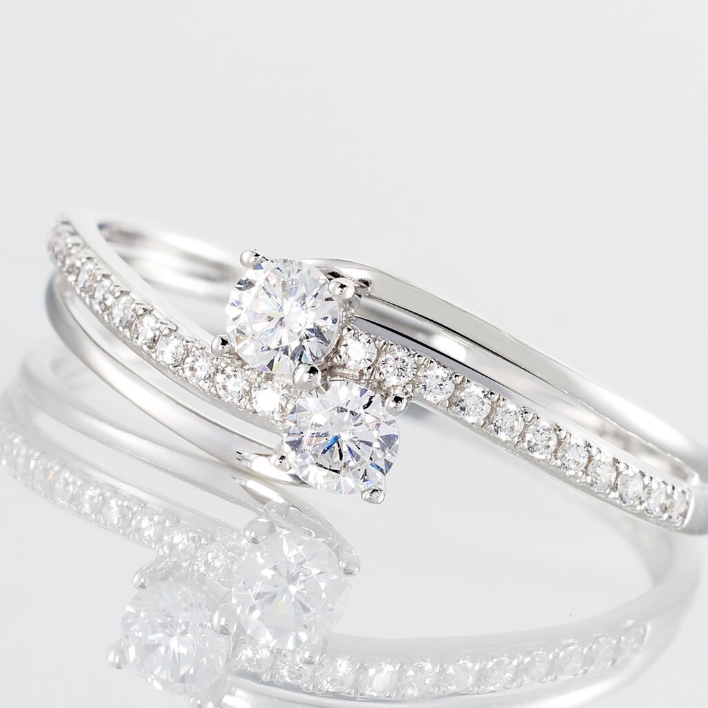 Bague Clarina Or Blanc Oxyde De Zirconium - Bagues avec pierre Femme | Histoire d&rsquo;Or
