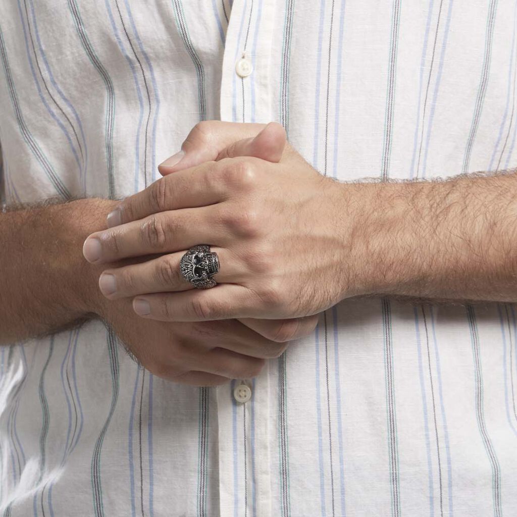 Bague Acier Blanc Et Noir Valentik - Bagues fantaisie Homme | Histoire d&rsquo;Or