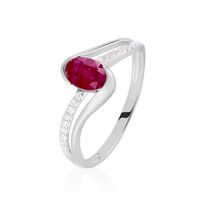 Bague Anja Or Blanc Rubis Et Diamant