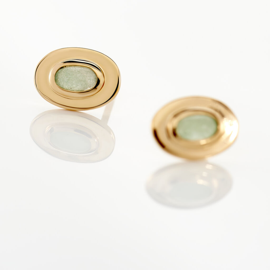 Boucles D'oreilles Puces Veina Plaqué Or Jaune Aventurine - Boucles d'oreilles fantaisie Femme | Histoire d’Or