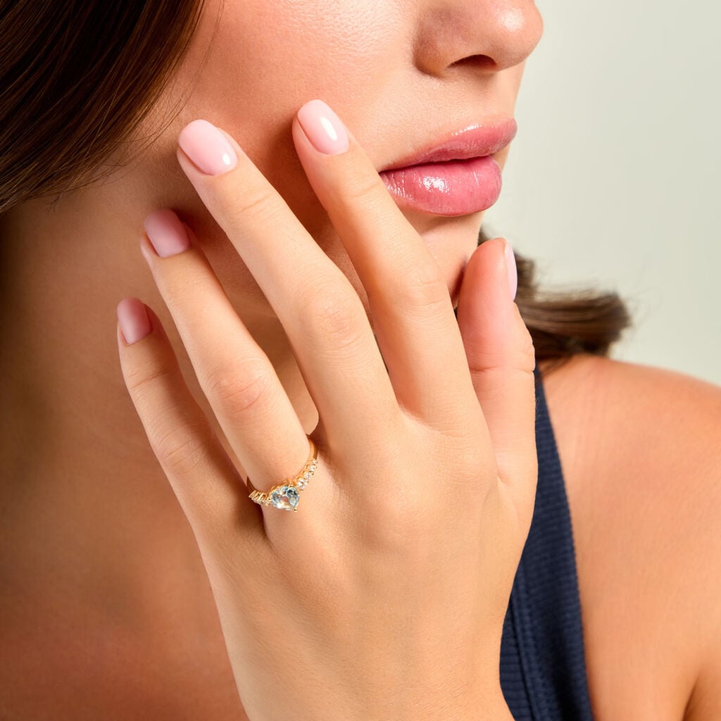 Bague Fany Argent Dor&eacute; A L'Or 750/1000 Topaze Oxyde De Zirconium - Bagues solitaires Femme | Histoire d&rsquo;Or