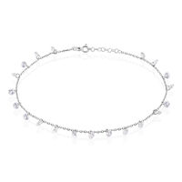 Chaîne De Cheville Carolaine Argent Blanc Oxyde De Zirconium