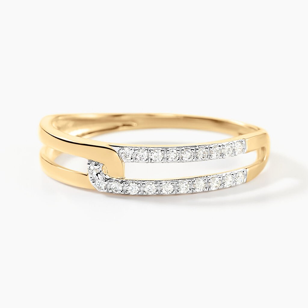 Bague Graphic Lines Or Jaune Oxyde De Zirconium - Bagues avec pierre Femme | Histoire d&rsquo;Or