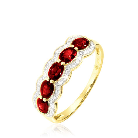 Bague Margaux Or Jaune Grenat Et Diamant - Bagues avec pierre Femme | Histoire d’Or