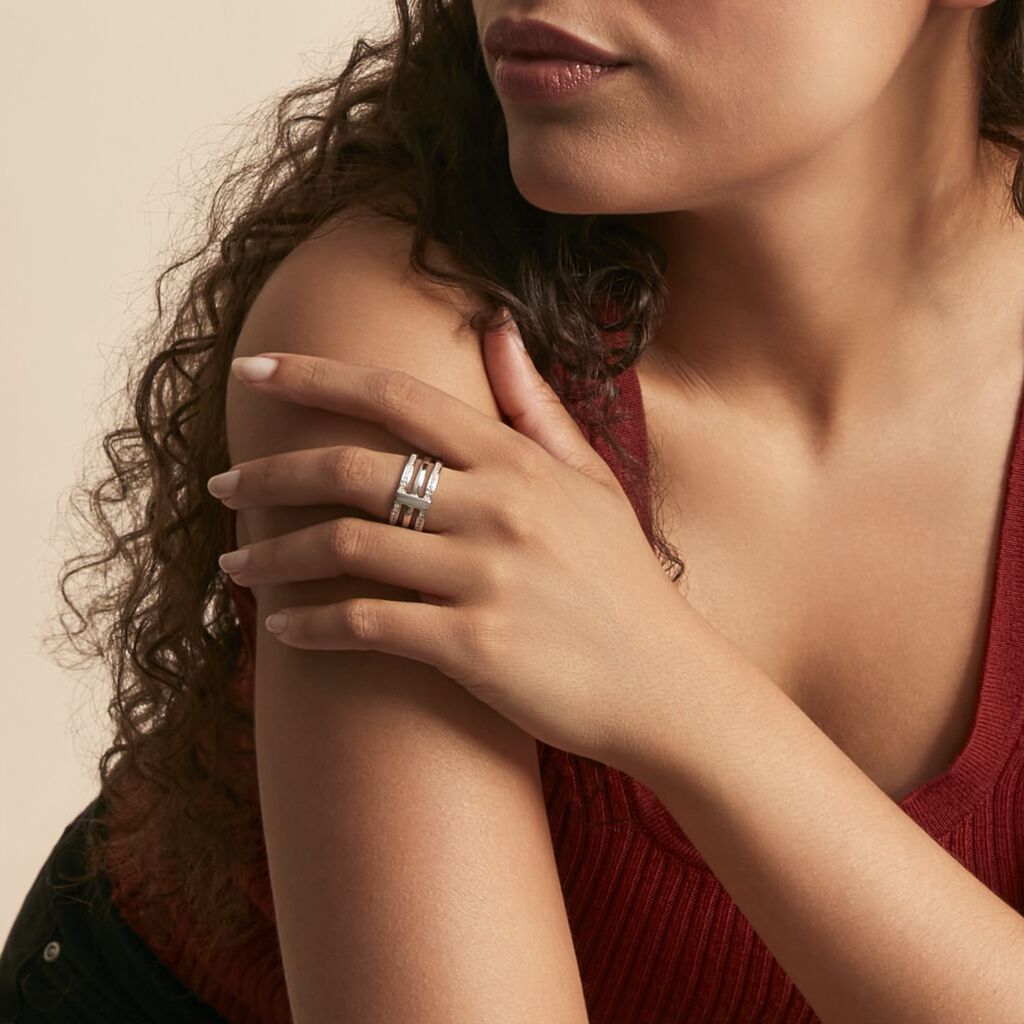 Bague Kirsten Argent Blanc Oxyde De Zirconium - Bagues avec pierre Femme | Histoire d’Or
