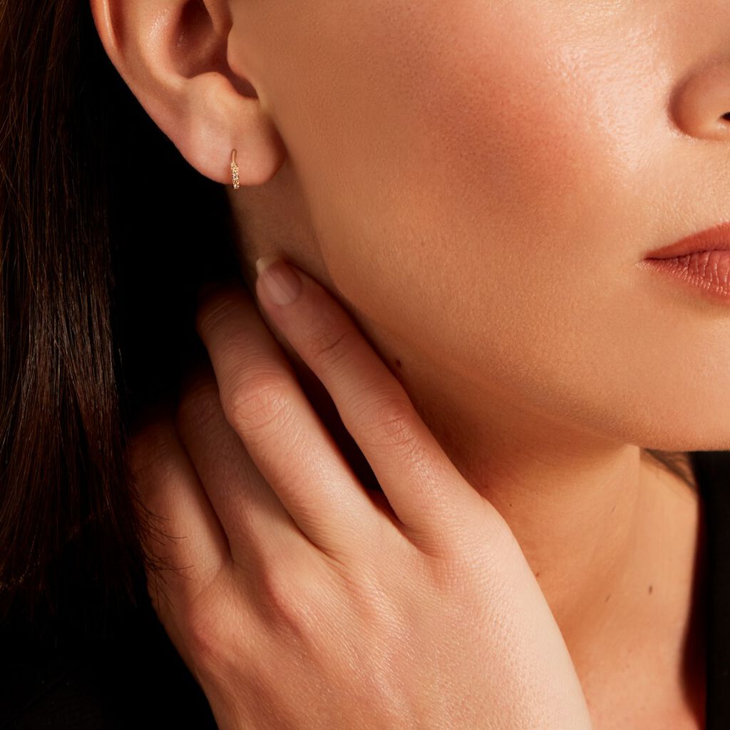 Créoles Plaqué Or Jaune Mimy Oxydes De Zirconium - Boucles d'oreilles créoles Femme | Histoire d’Or