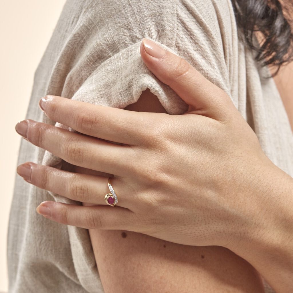 Bague Sagesse Or Jaune Rubis Et Diamant - Bagues solitaires Femme | Histoire d’Or