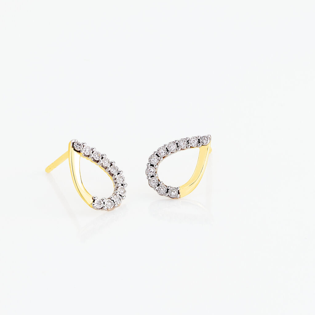 Boucles D'oreilles Puces Chrystalise Or Jaune Diamant - Clous d'oreilles Femme | Histoire d’Or