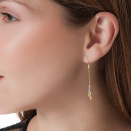 Boucles D'oreilles Pendantes Alisier Or Bicolore - Boucles d'oreilles pendantes Femme | Histoire d’Or