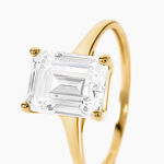 Bague Gatsby Argent Dor&eacute; A L'Or 750/1000 Oxyde De Zirconium - Bagues avec pierre Femme | Histoire d&rsquo;Or