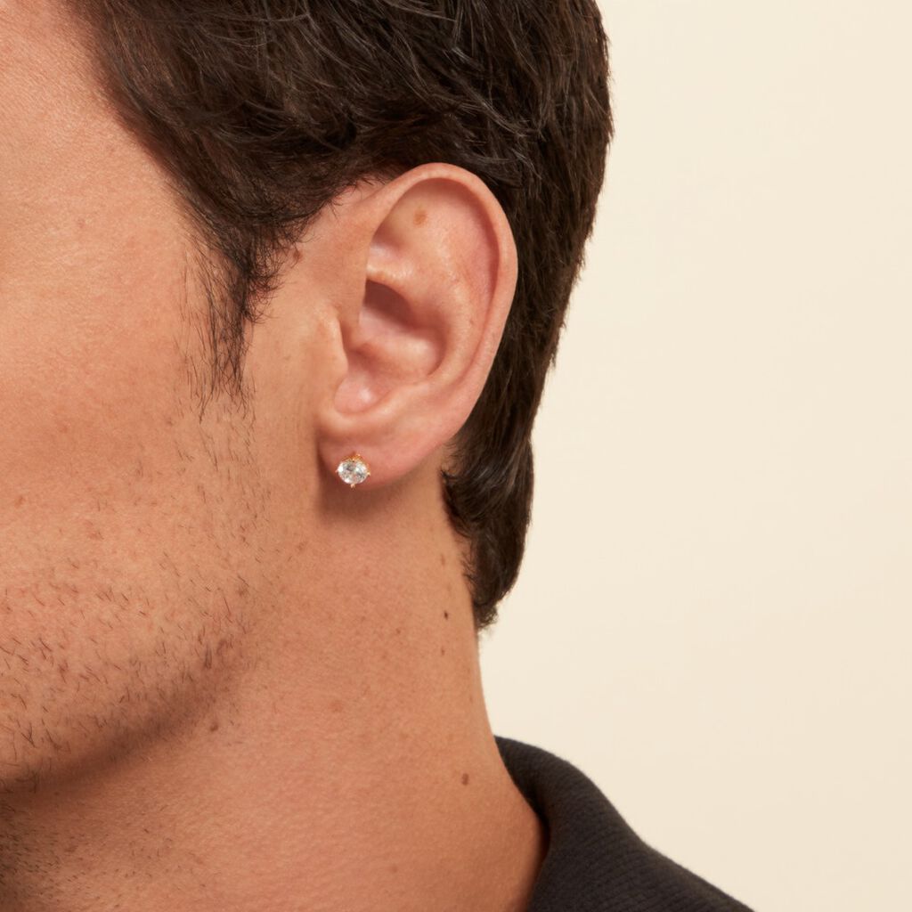 Boucle D'oreille Puce Unitaire Adam Plaqué Or Doré Oxyde - Boucles d'oreilles fantaisie Homme | Histoire d’Or