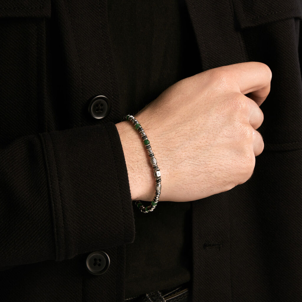 Bracelet Cliff Acier Gris Aventurine H&eacute;matite Oxyde De Zirconium - Bracelets Homme | Histoire d&rsquo;Or