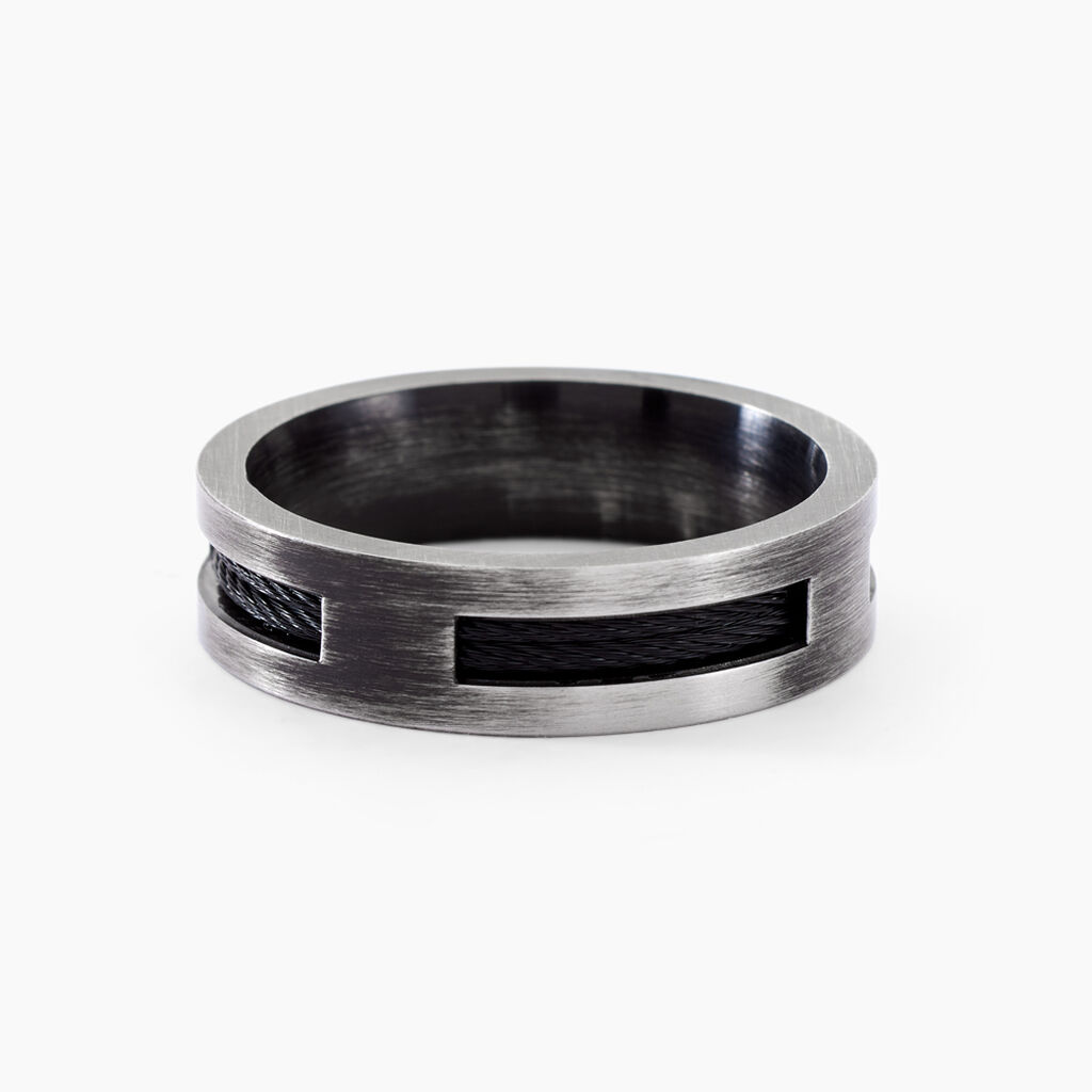 Bague Phebus Him Cosme Acier Noir - Bagues fantaisie Homme | Histoire d&rsquo;Or
