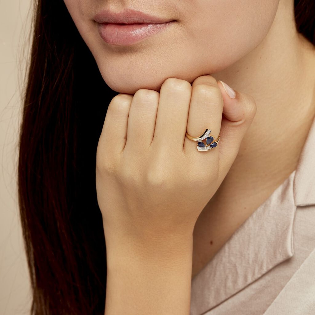 Bague Dahlia Or Jaune Saphir Diamant - Bagues avec pierre Femme | Histoire d’Or