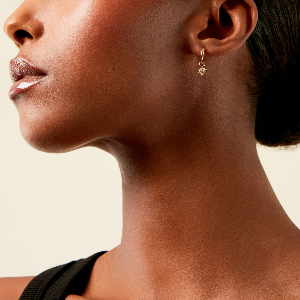 Créoles Ellie Plaque Or Jaune Oxyde De Zirconium - Boucles d'oreilles créoles Femme | Histoire d’Or