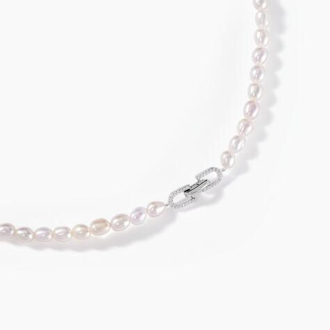 Collier Onassis Argent Blanc Perle De Culture Oxyde De Zirconium - Ras de cou Femme | Histoire d’Or