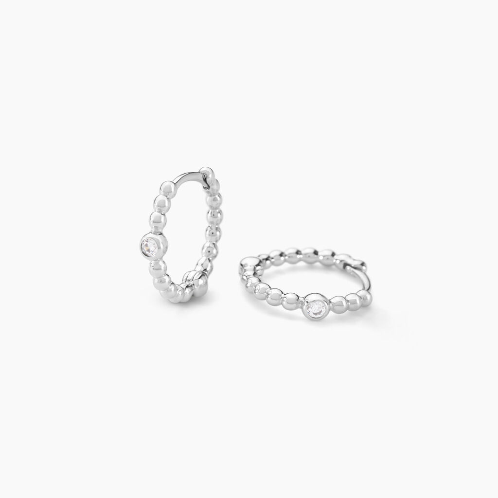 Cr&eacute;oles Salana Argent Blanc Oxyde De Zirconium - Boucles d'oreilles cr&eacute;oles Femme | Histoire d&rsquo;Or