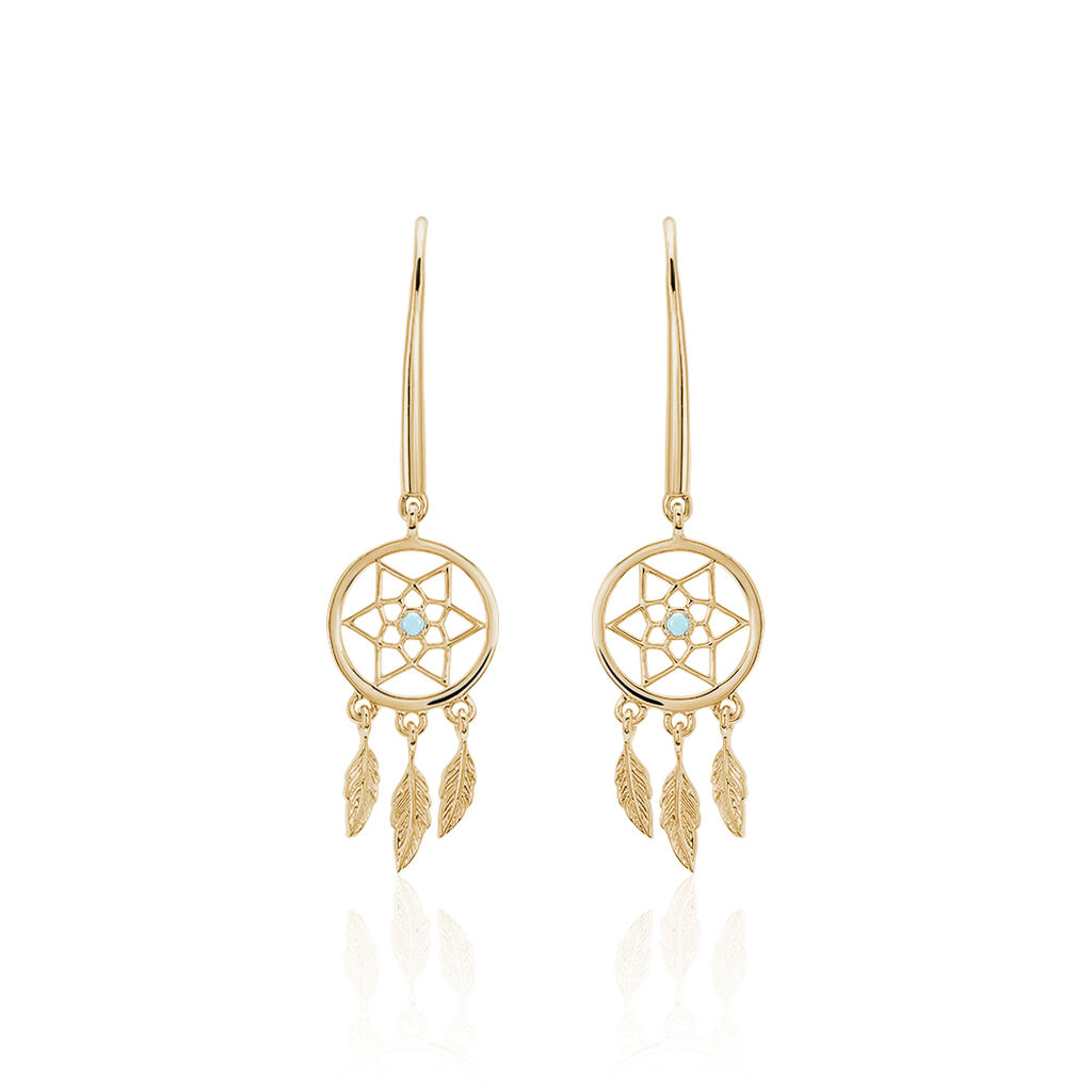 Boucles D'oreilles Pendantes Attrape Reves Plaque Or Pierre - Boucles d'Oreilles Attrape rêves Femme | Histoire d’Or