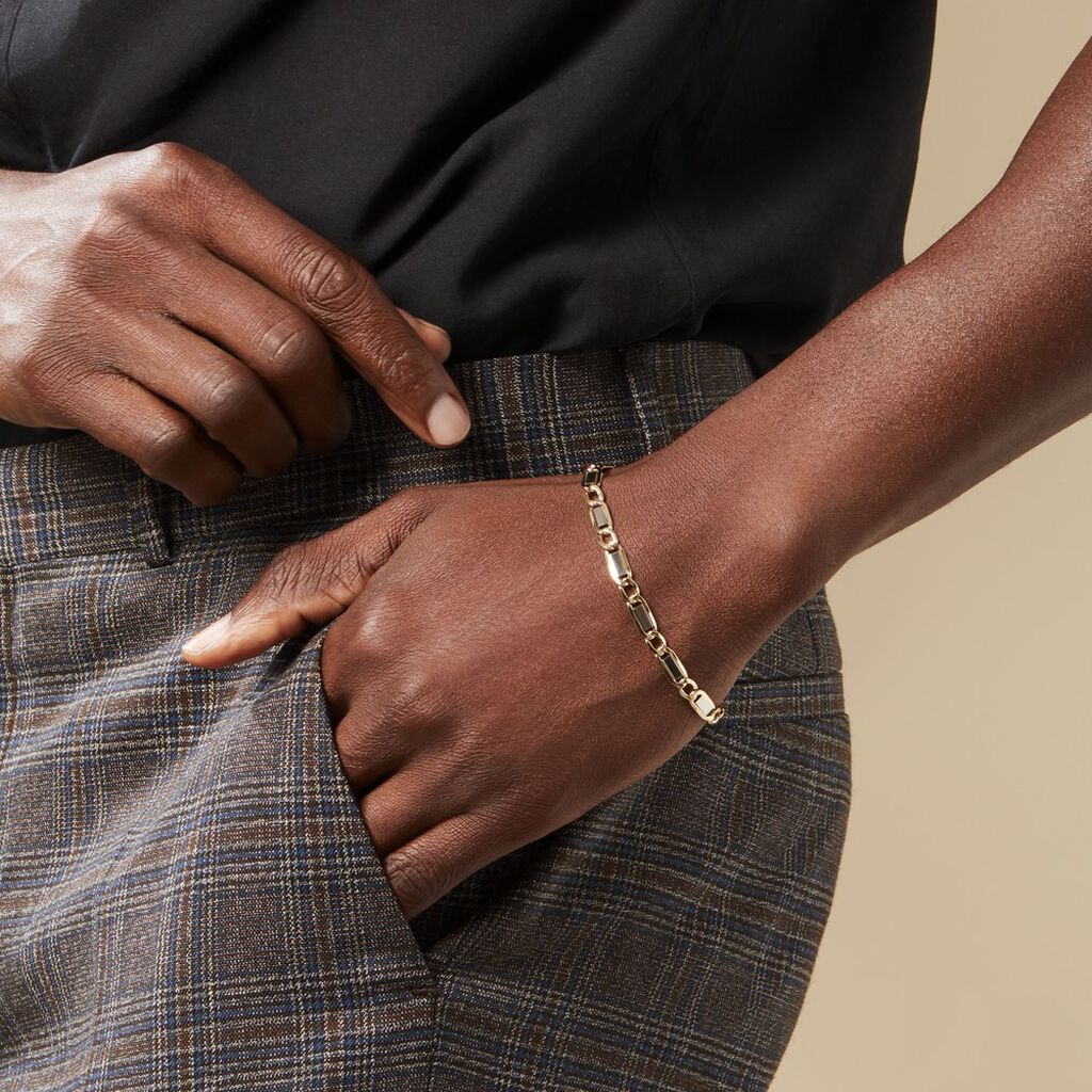Bracelet Danae Plaquette Or Bicolore - Bracelets chaîne Homme | Histoire d’Or