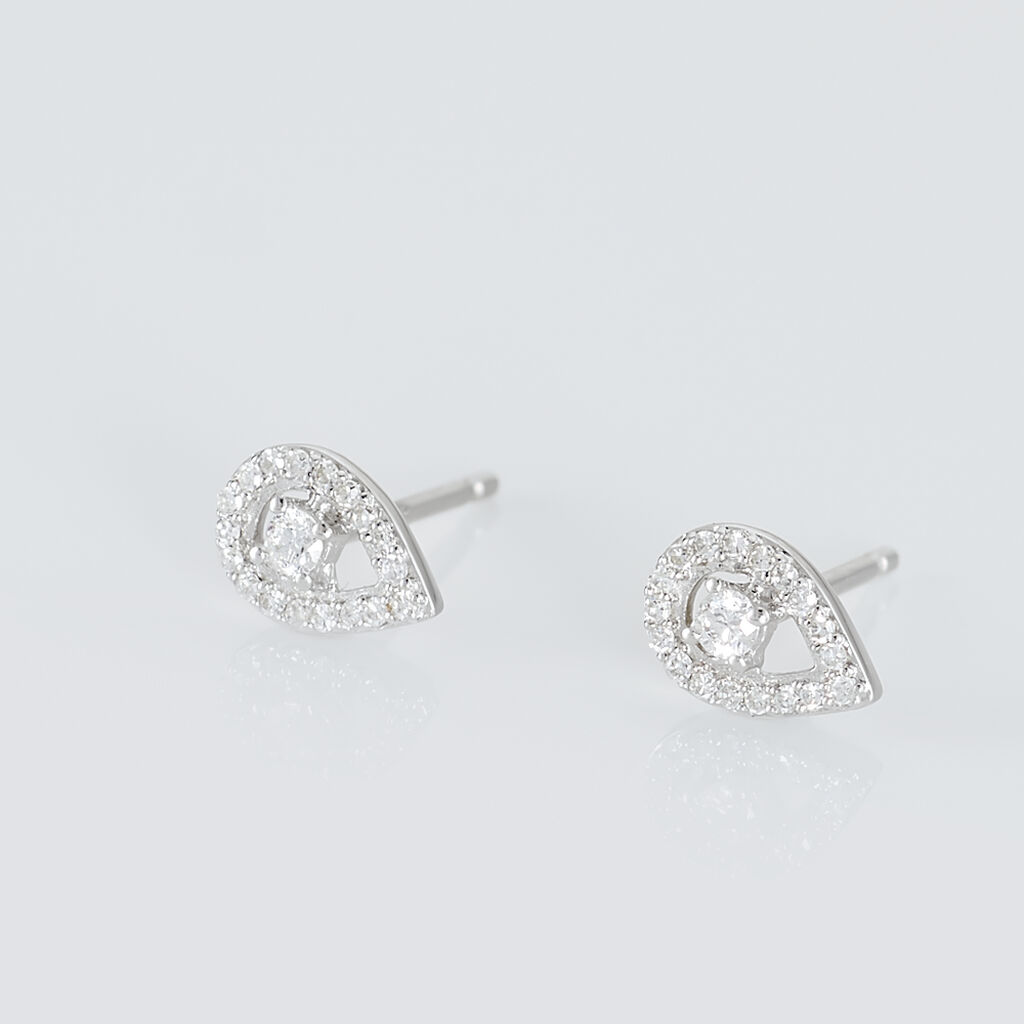 Boucles D'oreilles Puces Domitia Or Blanc Diamant - Clous d'oreilles Femme | Histoire d&rsquo;Or