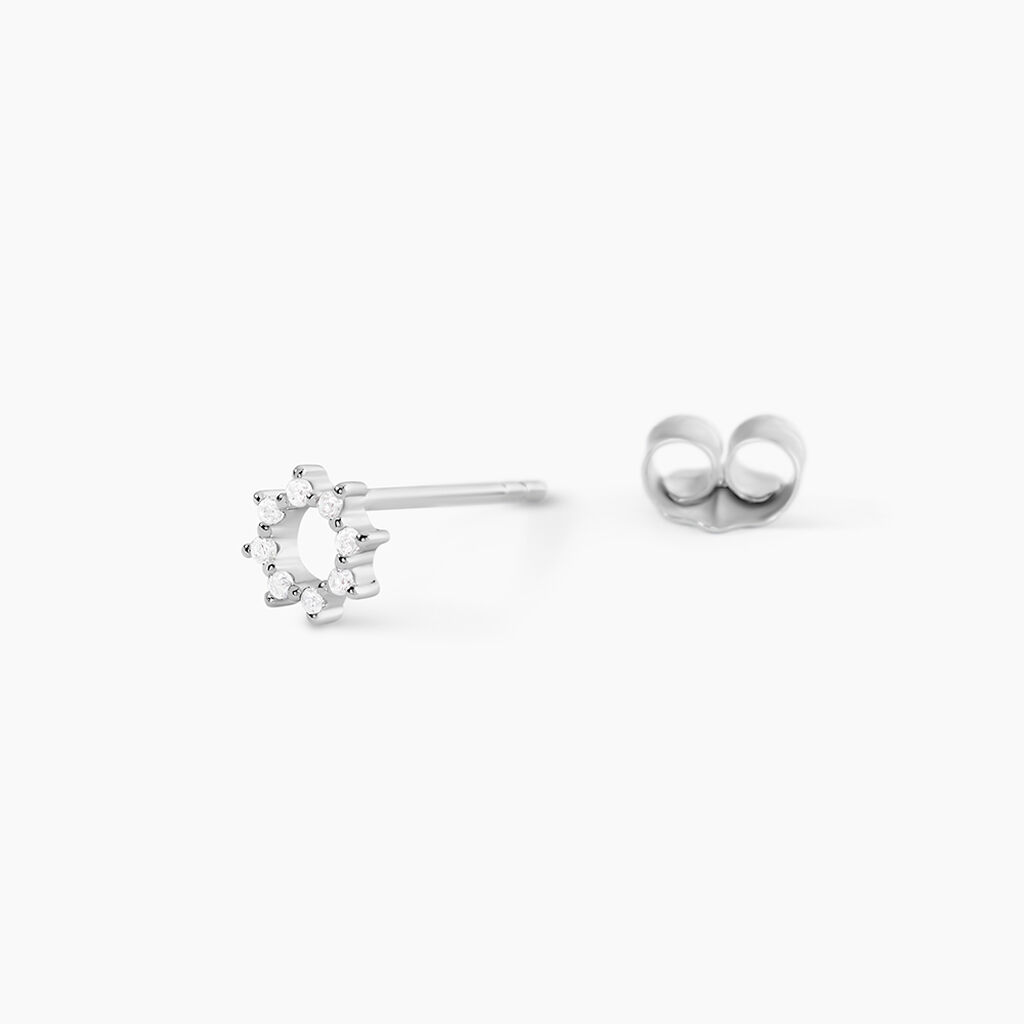 Boucles D'oreilles Puces Ama Argent Blanc Oxyde De Zirconium - Boucles d'oreilles fantaisie Femme | Histoire d&rsquo;Or