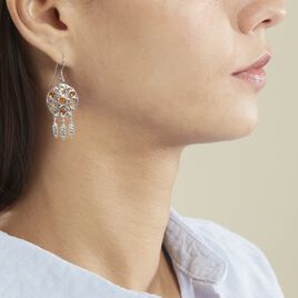 Boucles D'oreilles Argent Blanc Lorena Ambre - Boucles d'oreilles pendantes Femme | Histoire d’Or
