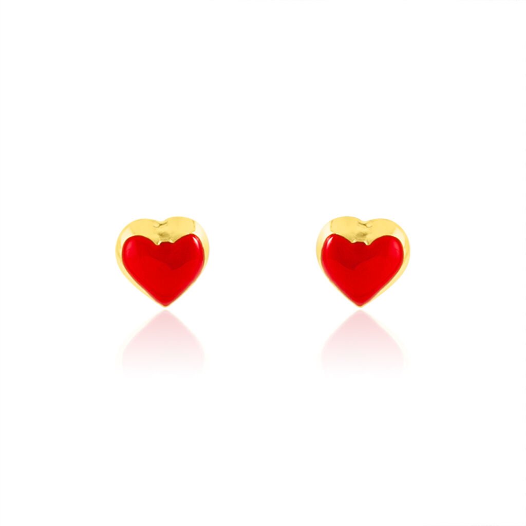 Boucles D'oreilles Puces Coralie Coeur Or Jaune - Clous d'oreilles Enfant | Histoire d’Or