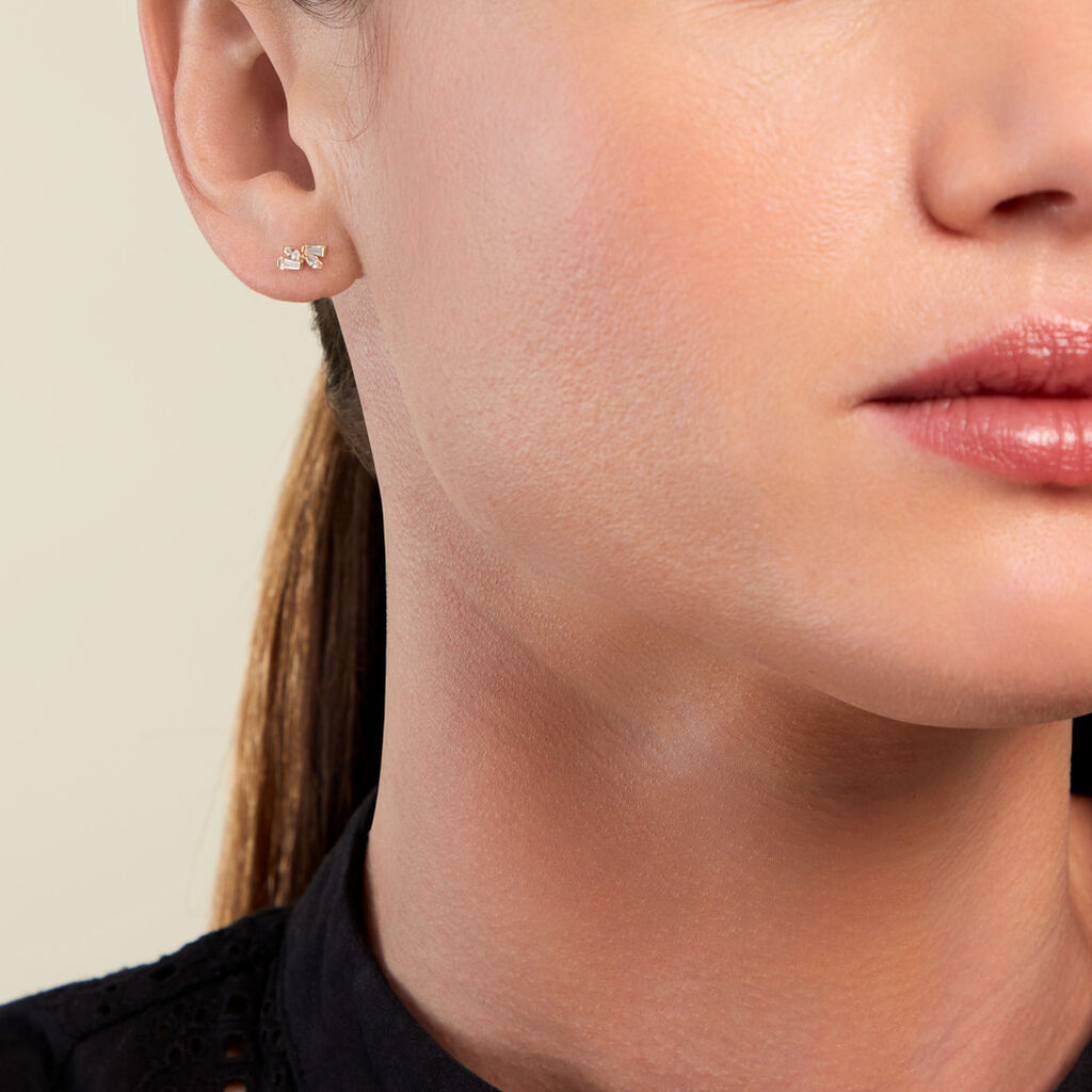 Boucles D'oreilles Puces Mark Or Jaune Oxyde De Zirconium - Clous d'oreilles Femme | Histoire d&rsquo;Or