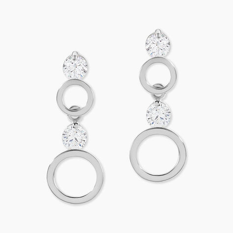 Boucles D'oreilles Puces Wynona Or Blanc Oxyde - Boucles d'oreilles pendantes Femme | Histoire d&rsquo;Or