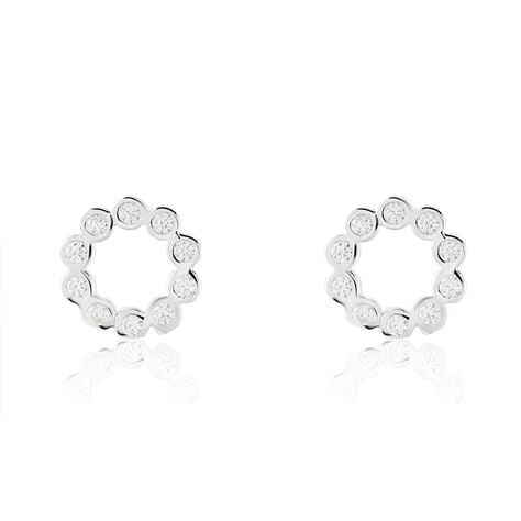 Boucles D'oreilles Puces Argent Blanc Leonhard Oxydes De Zirconium - Boucles d'oreilles fantaisie Femme | Histoire d’Or