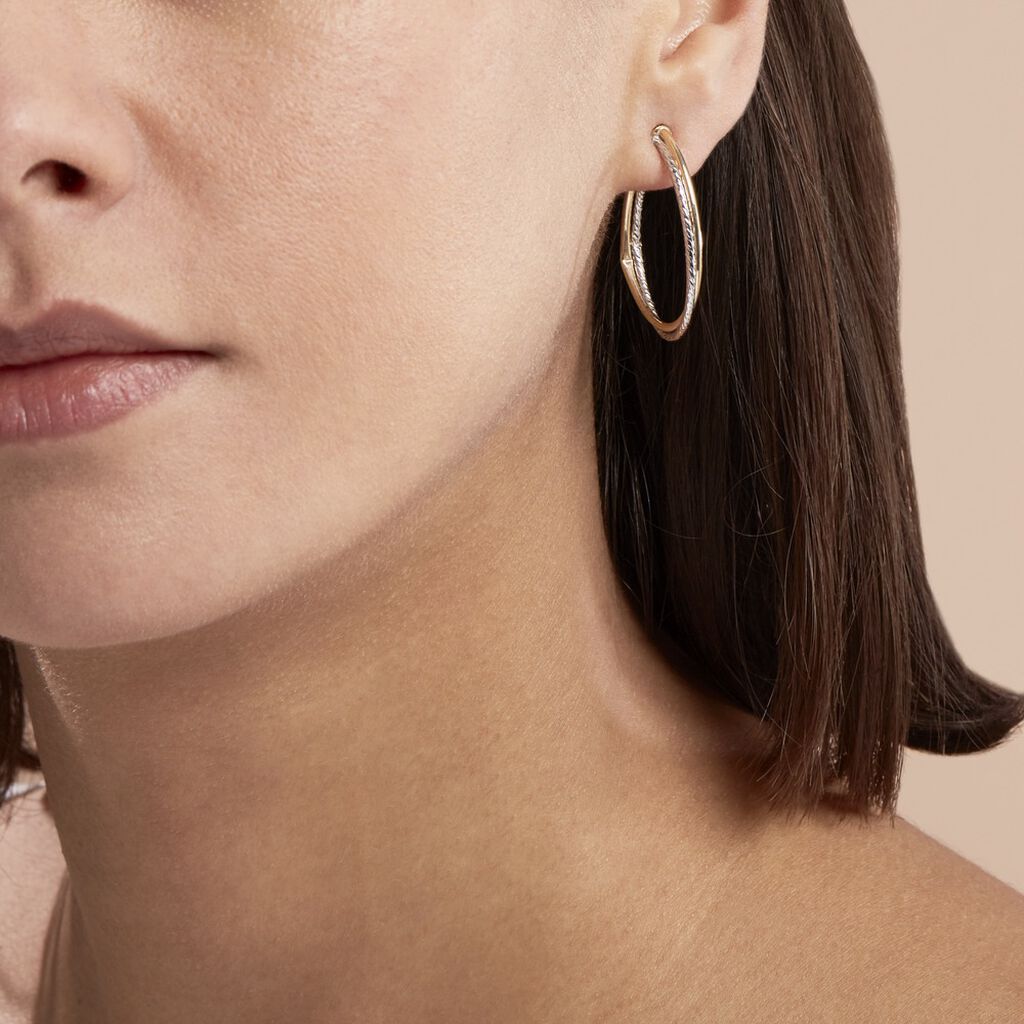 Créoles Maelia Or Bicolore - Boucles d'oreilles créoles Femme | Histoire d’Or