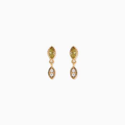 Boucles D'Oreilles Pendantes Harmonie Plaque Or Jaune Oxyde De Zirconium - Boucles d'oreilles fantaisie Femme | Histoire d&rsquo;Or